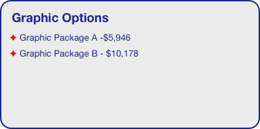 Graphic Options
 Graphic Package A -$5,946
 Graphic Package B - $10,178
